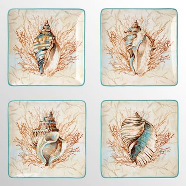 Escape to the Sea Dessert Plates Multi Earth Set of FourImage