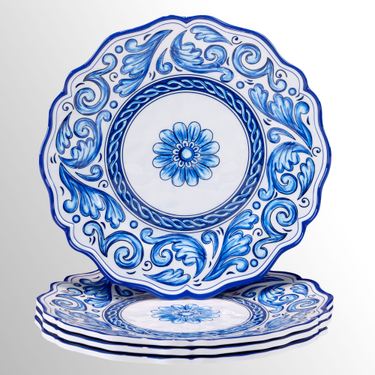 Veranda Melamine Dinner Plates Blue/White Set of FourImage