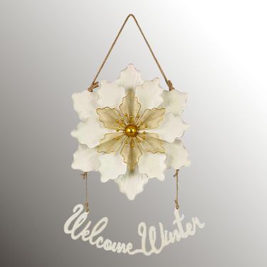 Welcome Winter Floral Wall Sign Off WhiteImage