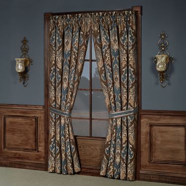 Hanover Wide Tailored Curtain Pair Multi Warm 100 x 84Image