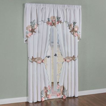 Seashell Medley Swag Valance Pair White 60 x 36Image
