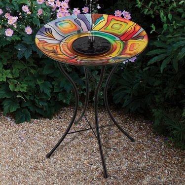 Sierra Solar Fountain Birdbath with Stand Multi BrightImage