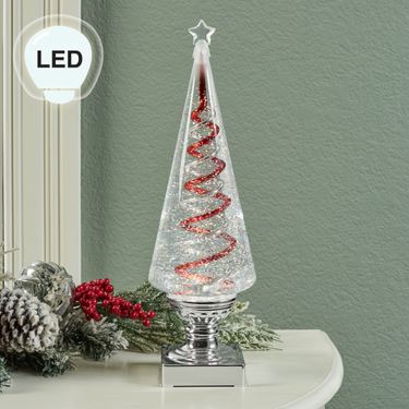 Spiral Swirl LED Tree Table Accent SilverImage