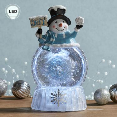 Jovial Swirl LED Snowman Water Globe Light BlueImage