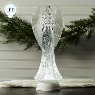 Glitter Swirl LED Praying Angel Figurine ClearImage