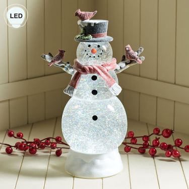 Jolly Swirl Snowman LED Glitter Globe ClearImage
