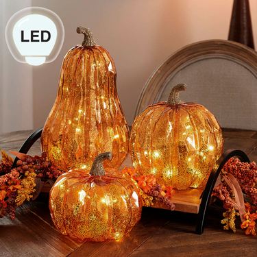 Autumn LED Pumpkins Orange Set of ThreeImage