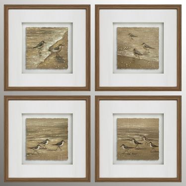 Sandpiper Scuttle Wall Art Brown Set of FourImage
