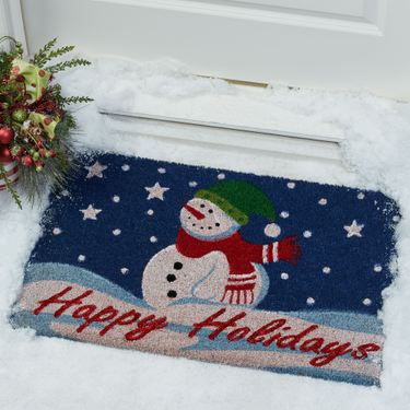 Happy Holidays Snowman Doormat Blue 28 x 18Image