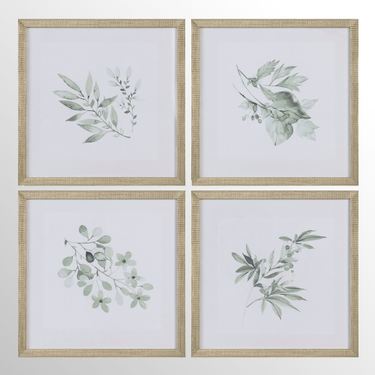 Sage Foliage Framed Print Wall Art Set of FourImage