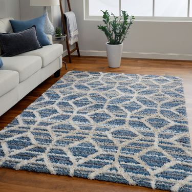 Larsa Rugs Larsa Striped Shag Style Area Rugs