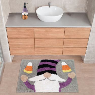 Halloween Gnome Bath Rug and Lotion Soap Dispenser Purple 2 Piece SetImage