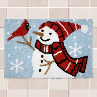 Holiday Cheer Snowman Bath Rug Light Blue 30 x 20Image