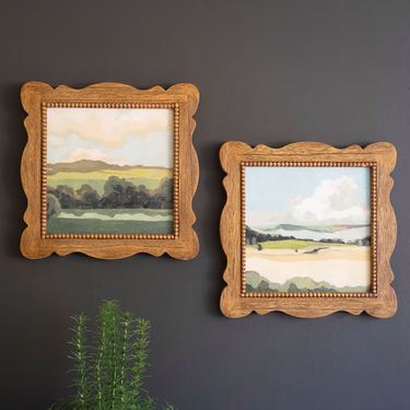 Landscape Framed Canvas Wall Art Green Set of TwoImage