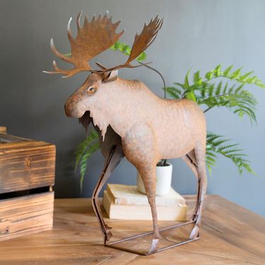 Rustic Metal Moose Sculpture BrownImage