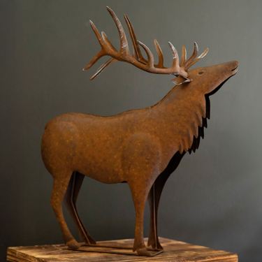 Rustic Metal Elk Sculpture BrownImage