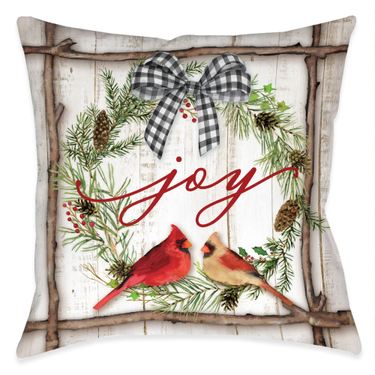Joyful Cardinal Decorative Pillow Multi Warm 18 SquareImage