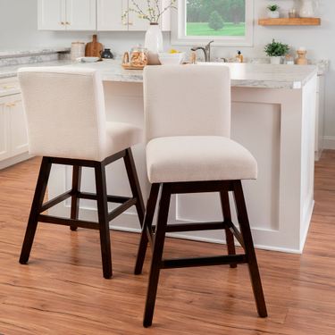 Bri Swivel Bar Stools Ivory Set of TwoImage