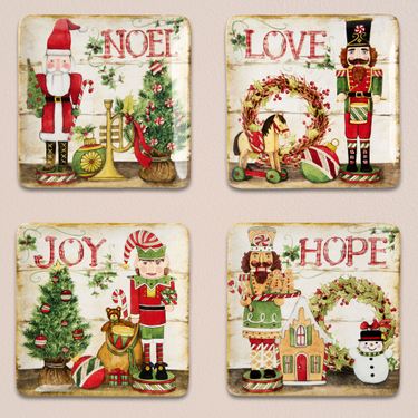 Nutcracker Parade Dessert Plates Red/Green Set of FourImage