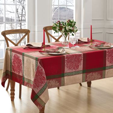 Poinsettia Plaid Rectangle Tablecloth RedImage
