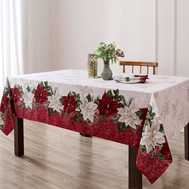 Poinsettia Bloom Rectangle Tablecloth RedImage