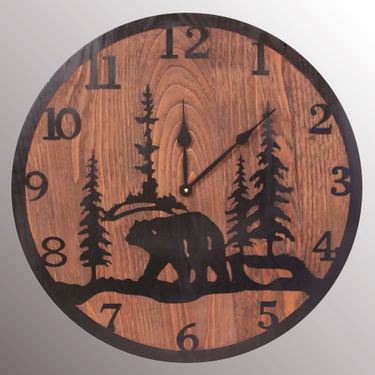 Bear Scene Wall Clock BrownImage