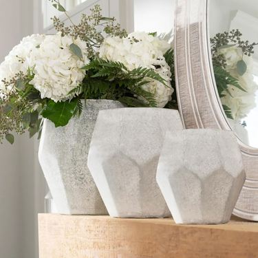 Medallion Glass Decorative Vases White Set of ThreeImage