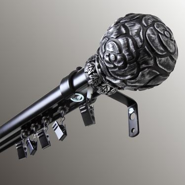 Nolie Traverse Curtain Rod Set BlackImage