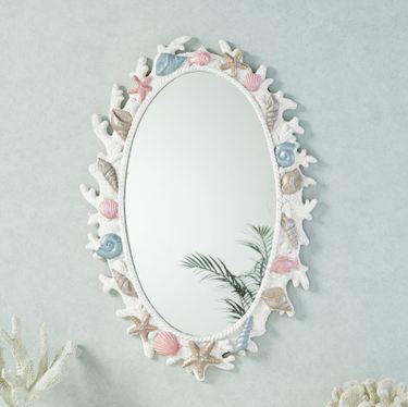 Coral Shimmer Oval Wall Mirror Multi PastelImage