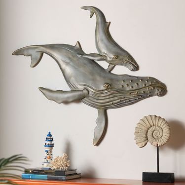 First Surfacing Whale Wall Sculpture GrayImage