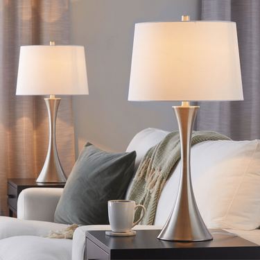 Lenuxe Table Lamp Pair Brushed NickelImage