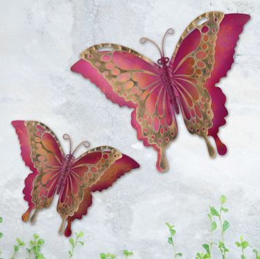 Graceful Butterfly Wall Art Antique Gold Set of TwoImage