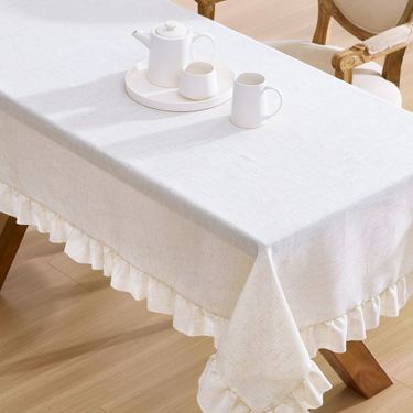 Seville Ruffled Rectangle Tablecloth NaturalImage