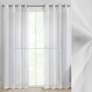 Atley Semi Sheer Grommet Curtain Panel WhiteImage