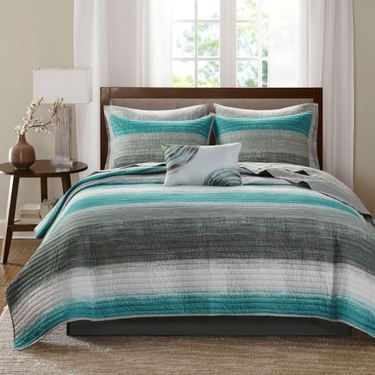 Saben Quilt Bed Set AquaImage