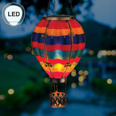 Striped Hot Air Balloon Solar Lantern Multi EarthImage