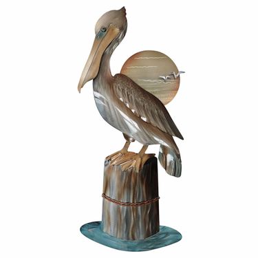 Pelican on Piling Wall Art Sculpture Multi MetallicImage