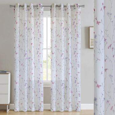 Bersal Sheer Grommet Curtain Panel WhiteImage
