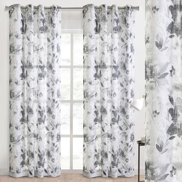 Congreve Semi Sheer Grommet Curtain Panel Steel Blue 52 x 84Image