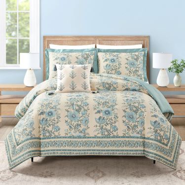 Mystic Moss Floral Mini Comforter Set BlueImage