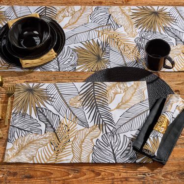 Tropical Essence Table Runner Black/Gold 14 x 54Image
