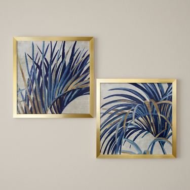 Arching Palm Fronds I Framed Wall Art BlueImage