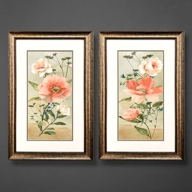 Antique Floral Framed Wall Art Multi Warm Set of TwoImage