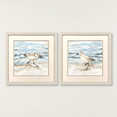 Beach Sandpipers Framed Wall Art Multi Cool Set of TwoImage