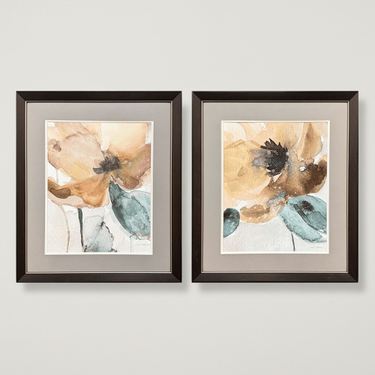 Watercolor Poppy Framed Wall Art Multi Earth Set of TwoImage