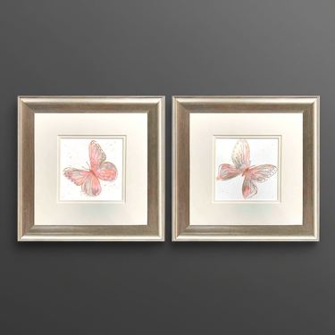 Blush Butterfly Framed Wall Art Multi Pastel Set of TwoImage