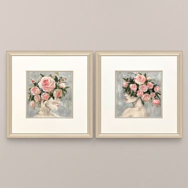 Rose Girl Framed Wall Art Multi Pastel Set of TwoImage