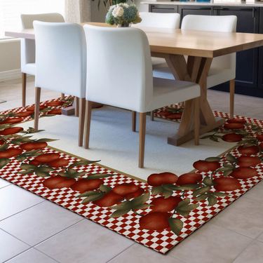 Apple Border Rectangle Rug RedImage