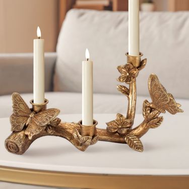 Butterfly Allure Taper Candleholder Aged GoldImage