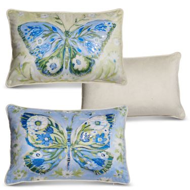Butterfly Meadow Decorative Pillows Blue Set of TwoImage